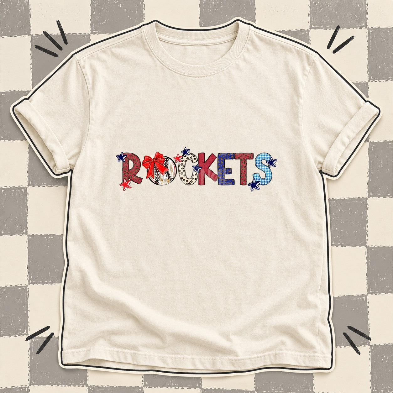 Mixed Doodle Baseball Mascots – Leopard Red Navy Rockets design