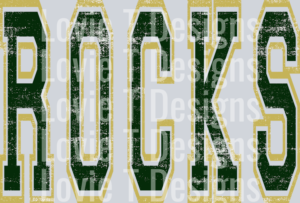 ROCKS DARK GREEN AND VEGAS GOLD GRUNGE MASCOT