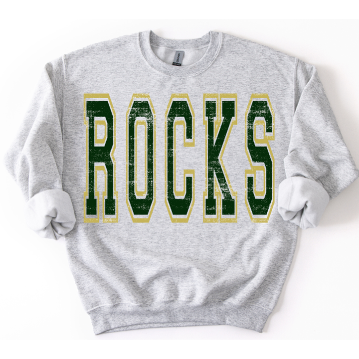 Rocks Dark Green and Vegas Gold Grunge Mascot – DTF Transfer