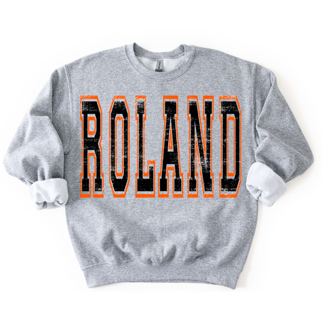 Roland Black and Orange Grunge Mascot – DTF Transfer