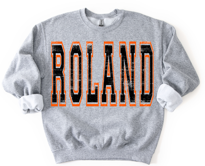 Roland Black and Orange Grunge Mascot DTF transfer design – image 1