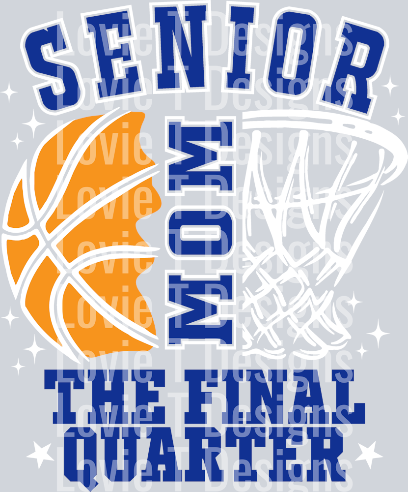 ROYAL BLUE AND WHITE SENIOR MOM BASKETBALL