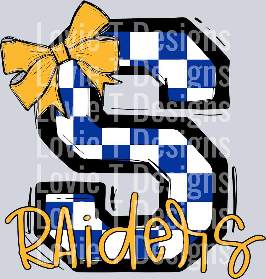 ROYAL CHECK S WITH YELLOW BOW RAIDERS