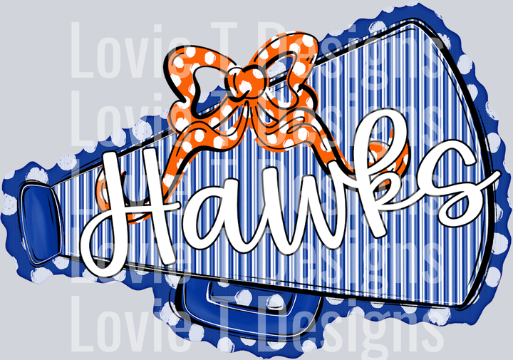 ROYAL MEGAPHONE AND ORANGE DOT BOW HAWKS