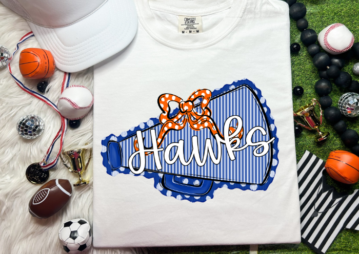 ROYAL MEGAPHONE AND ORANGE DOT BOW HAWKS