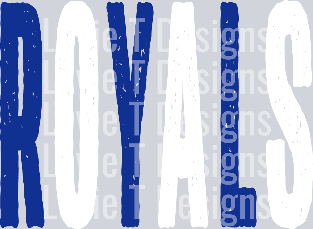 ROYALS ROYAL BLUE AND WHITE GRUNGE MASCOT - REGULAR SIZES SB