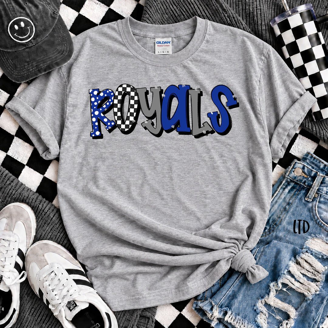 Royals Royal Blue Gray White Dot Dot Check Mix Mascots DTF transfer mockup