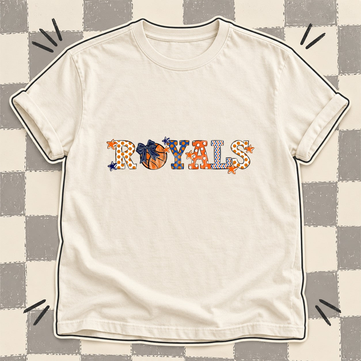 Mixed Doodle Basketball Mascots – Court Classic Royals design
