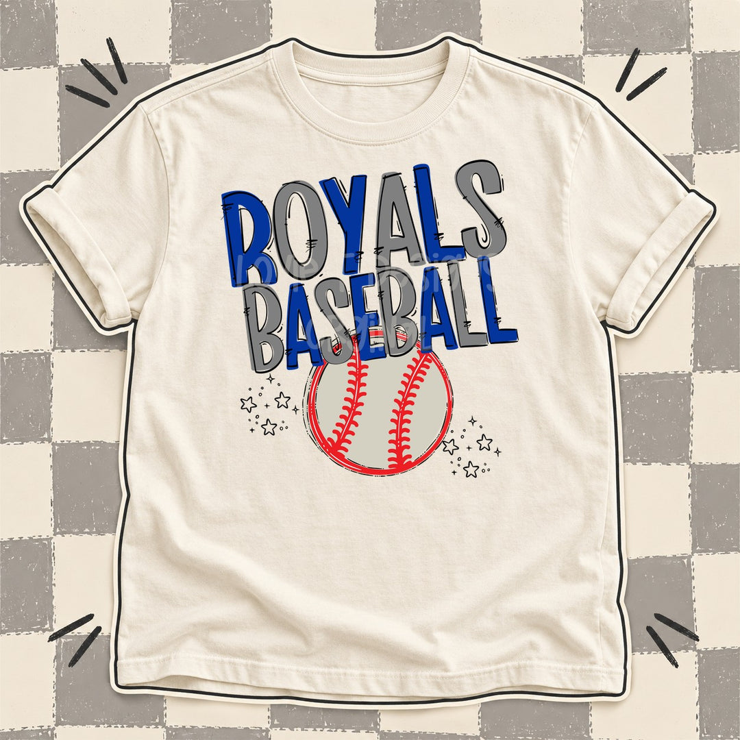 Royals Royal Blue Gray Team Go Baseball Mascots DTF transfer mockup