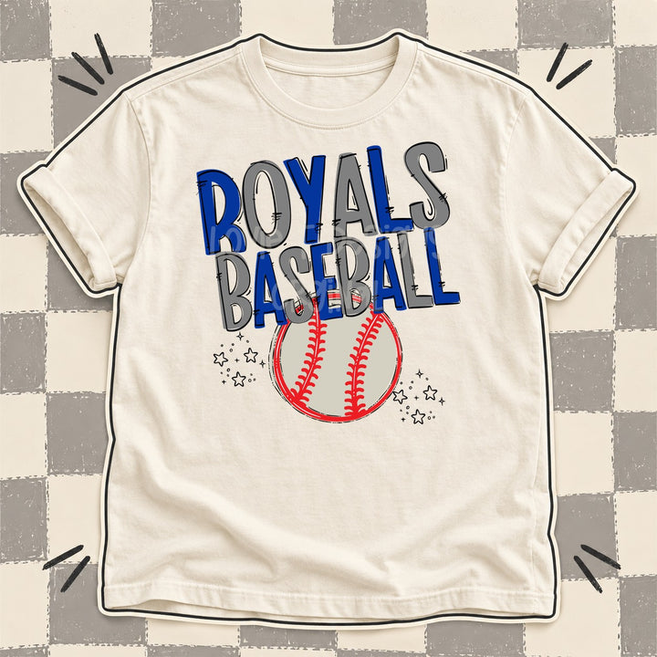 Royals Royal Blue Gray Team Go Baseball Mascots DTF transfer mockup