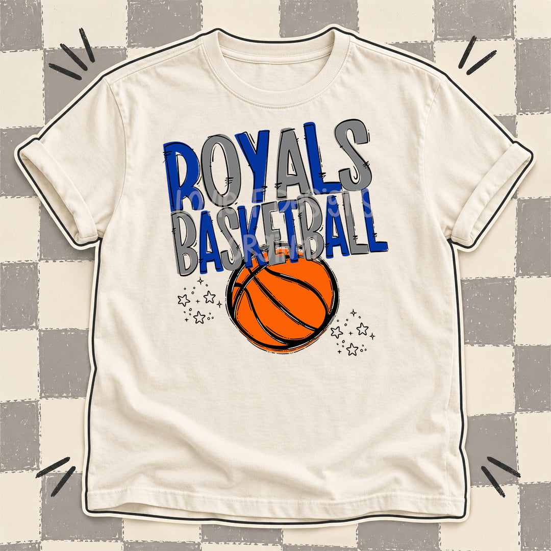 Royals Royal Blue Gray Team Go Basketball Mascots DTF transfer