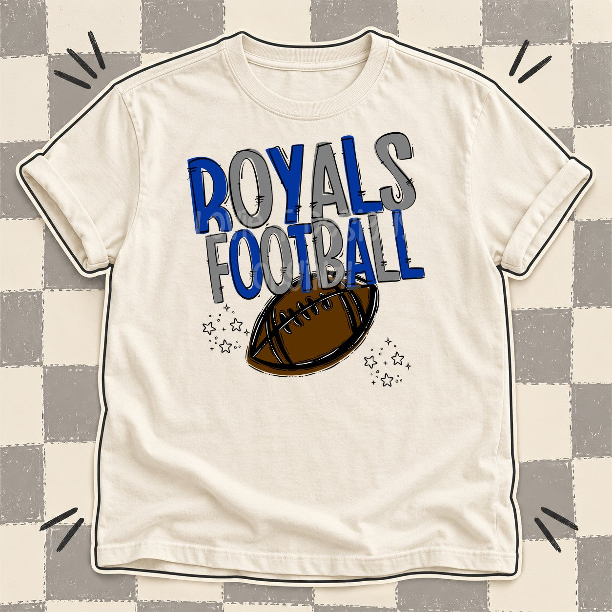 Team Go Football Mascots Royals Royal Blue Gray design