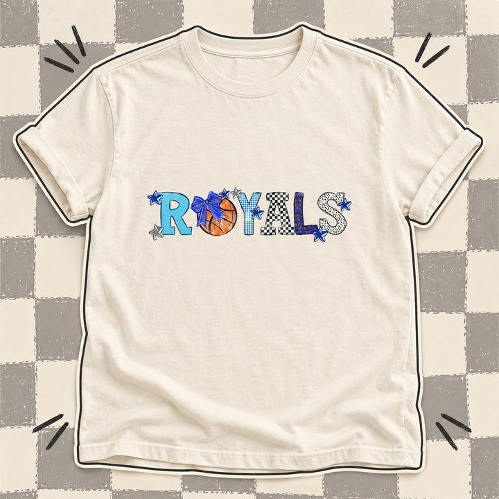 Royals Royal Blue Gray White Mixed Doodle Basketball Mascots – Mascot Colors DTF transfer mockup
