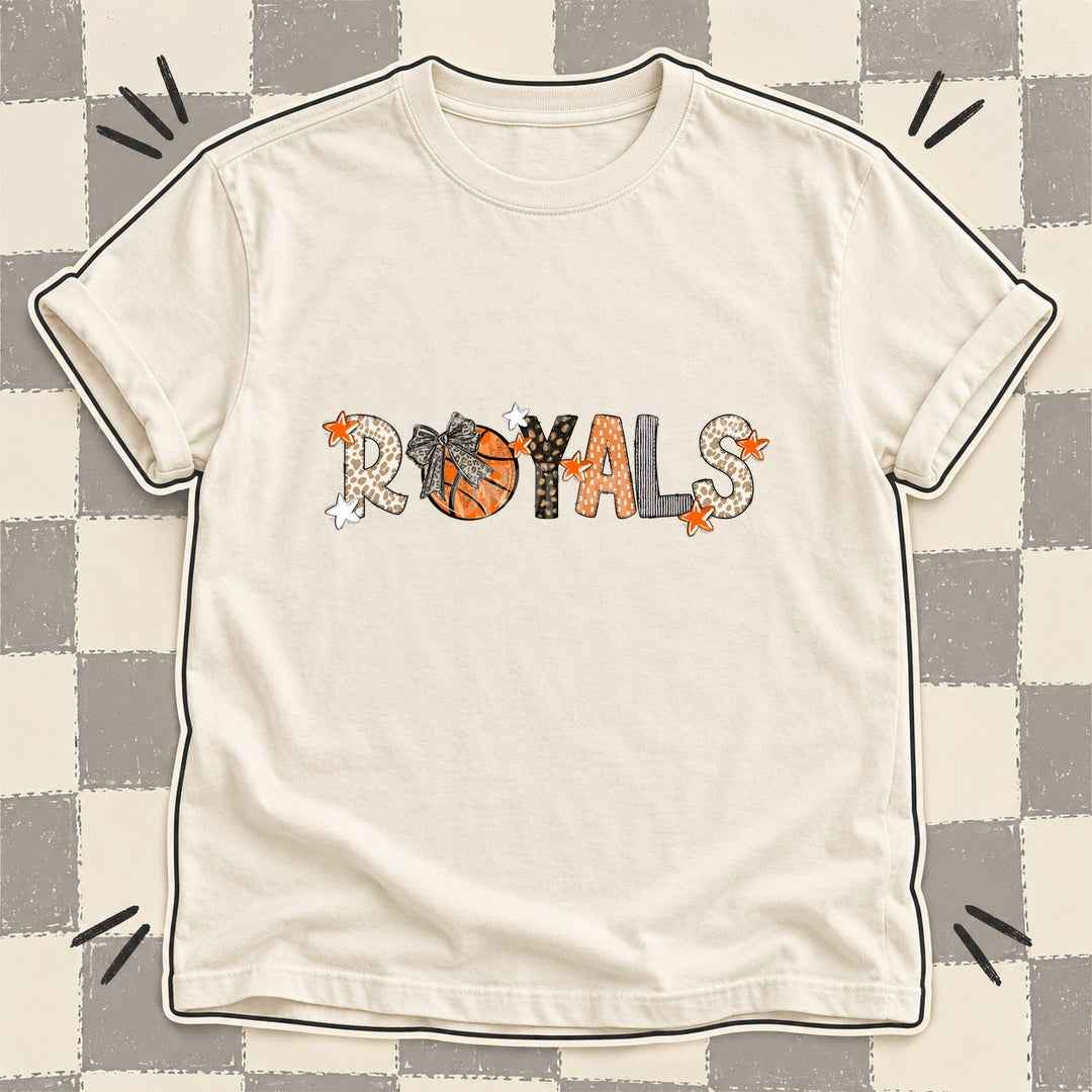 Royals Mixed Doodle Basketball Mascots – Orange and Brown DTF transfer mockup