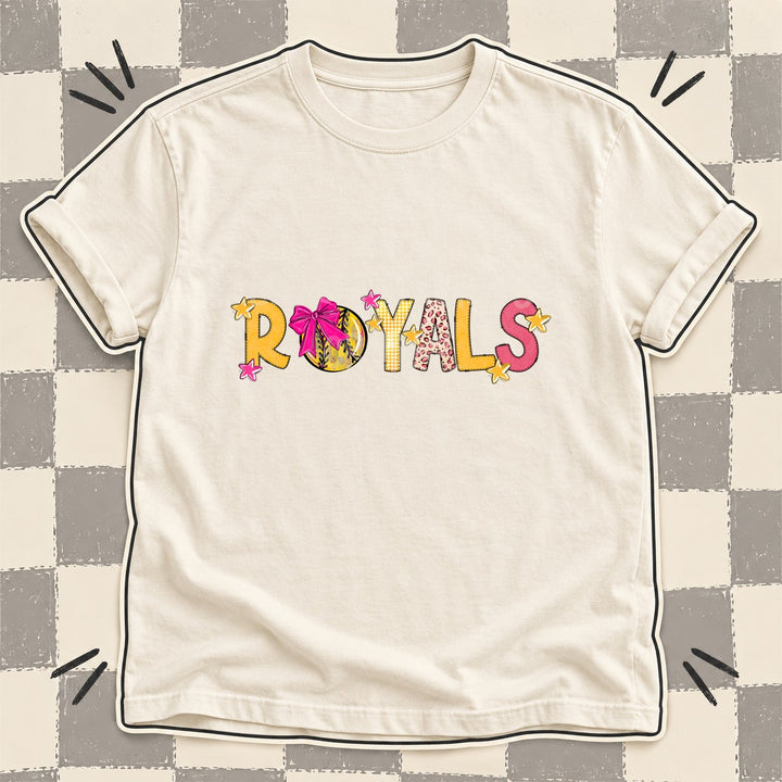 Royals Mixed Doodle Softball Mascots – Stitched Softball DTF transfer mockup