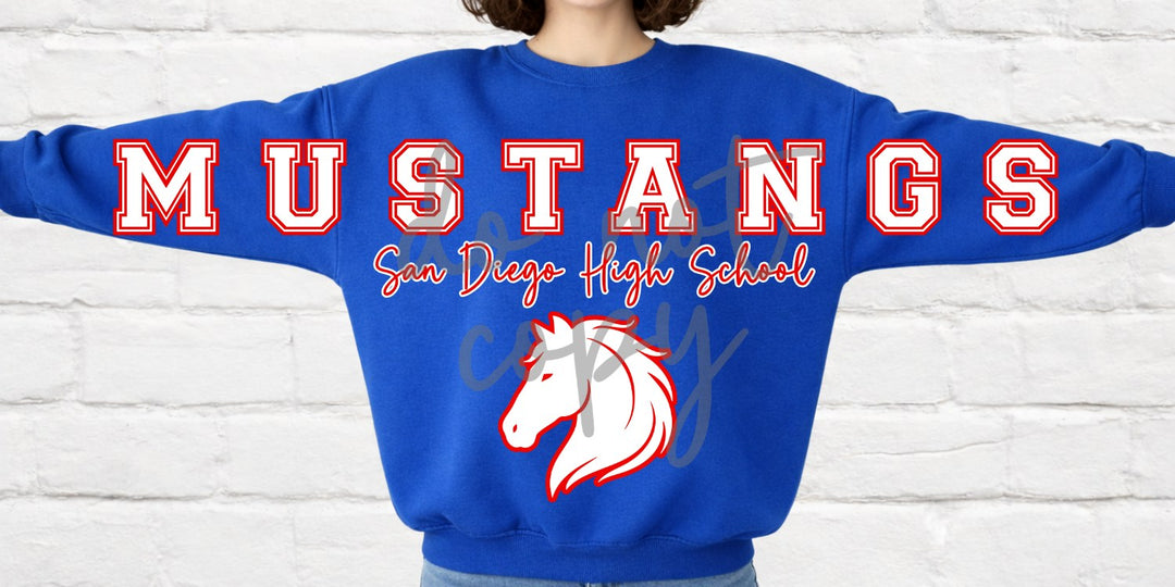 Big Front Custom School Mascot Varsity customizable DTF transfer