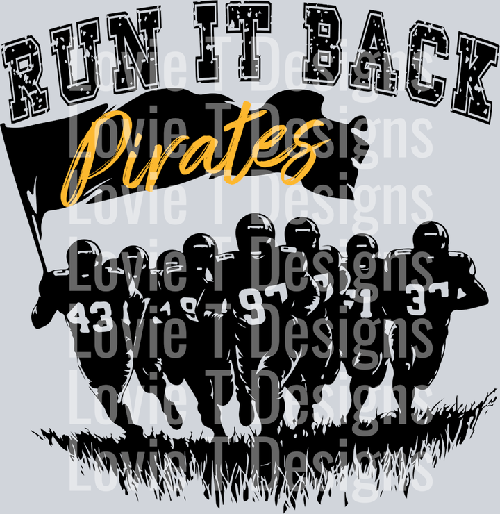 RUN IT BACK BLACK WITH PIRATES IN YELLOW GOLD