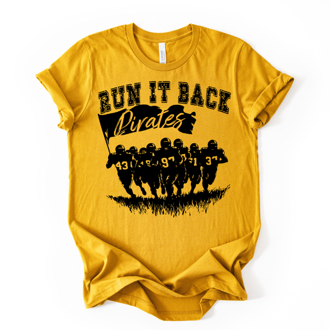 Run It Back Black with Pirates in Yellow Gold – DTF Transfer