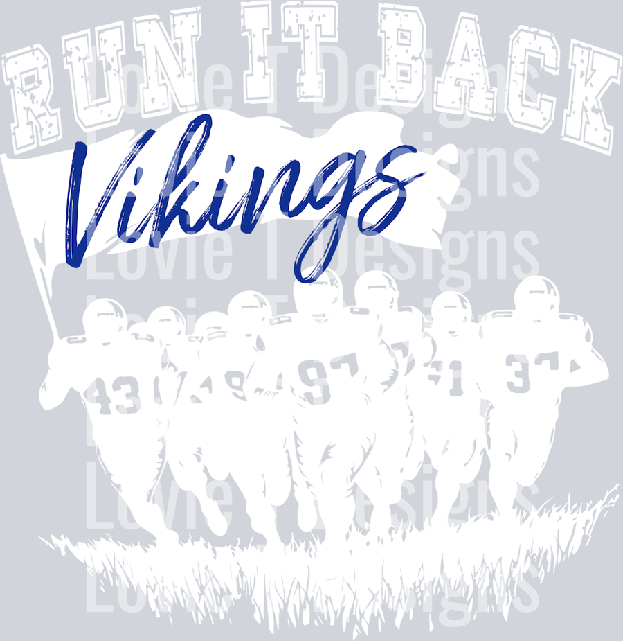 RUN IT BACK VIKINGS WHITE AND BLUE