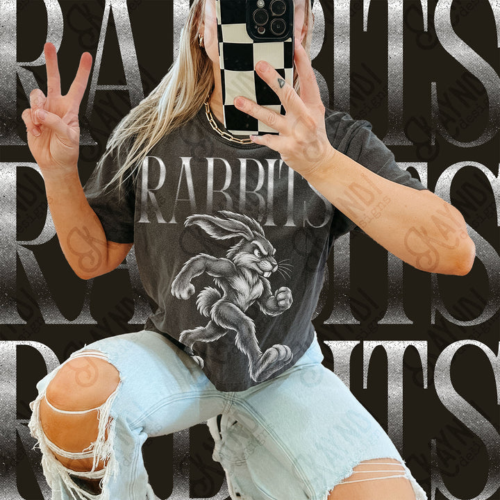 Halftone Mascots Rabbits DTF transfer mockup