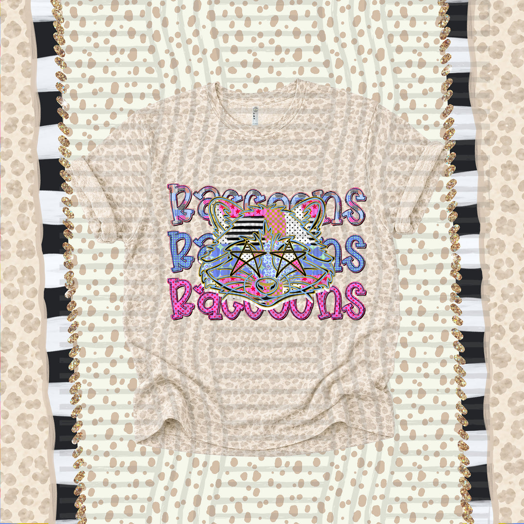 Raccoons Dolly Doodle mascot DTF transfer