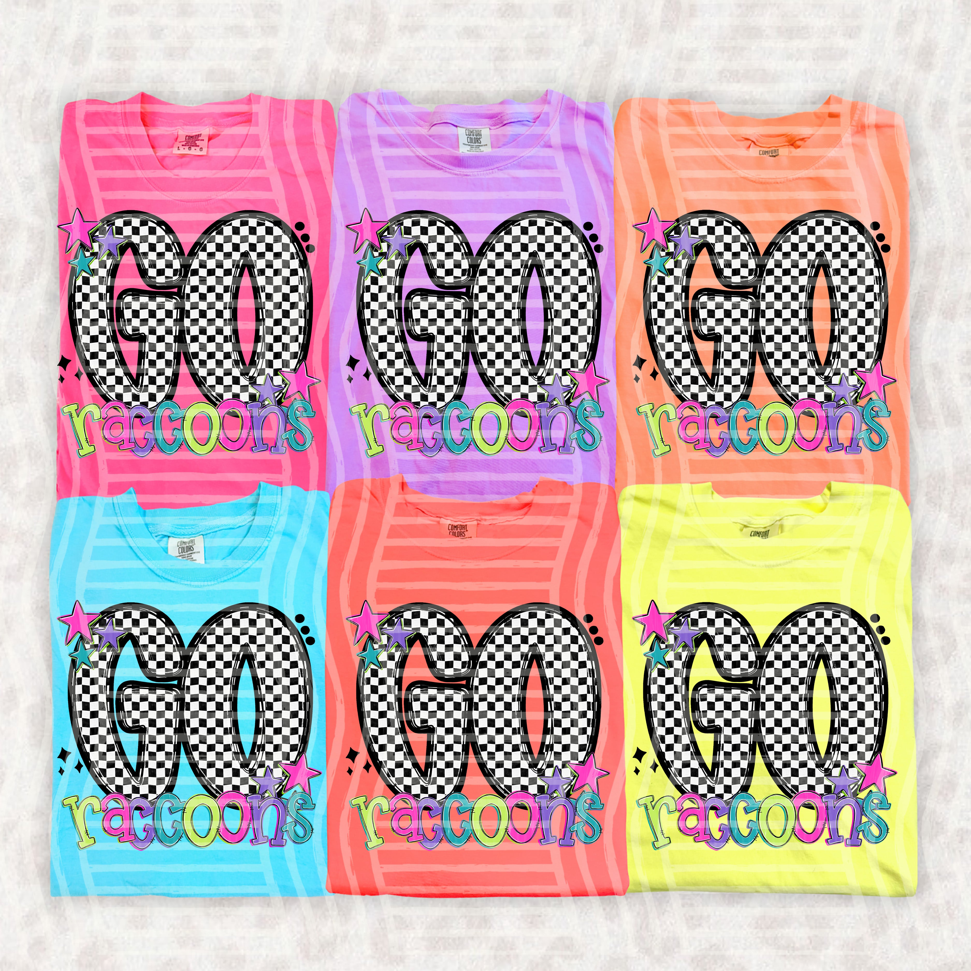 Go Checker Neons Mascots Raccoons design