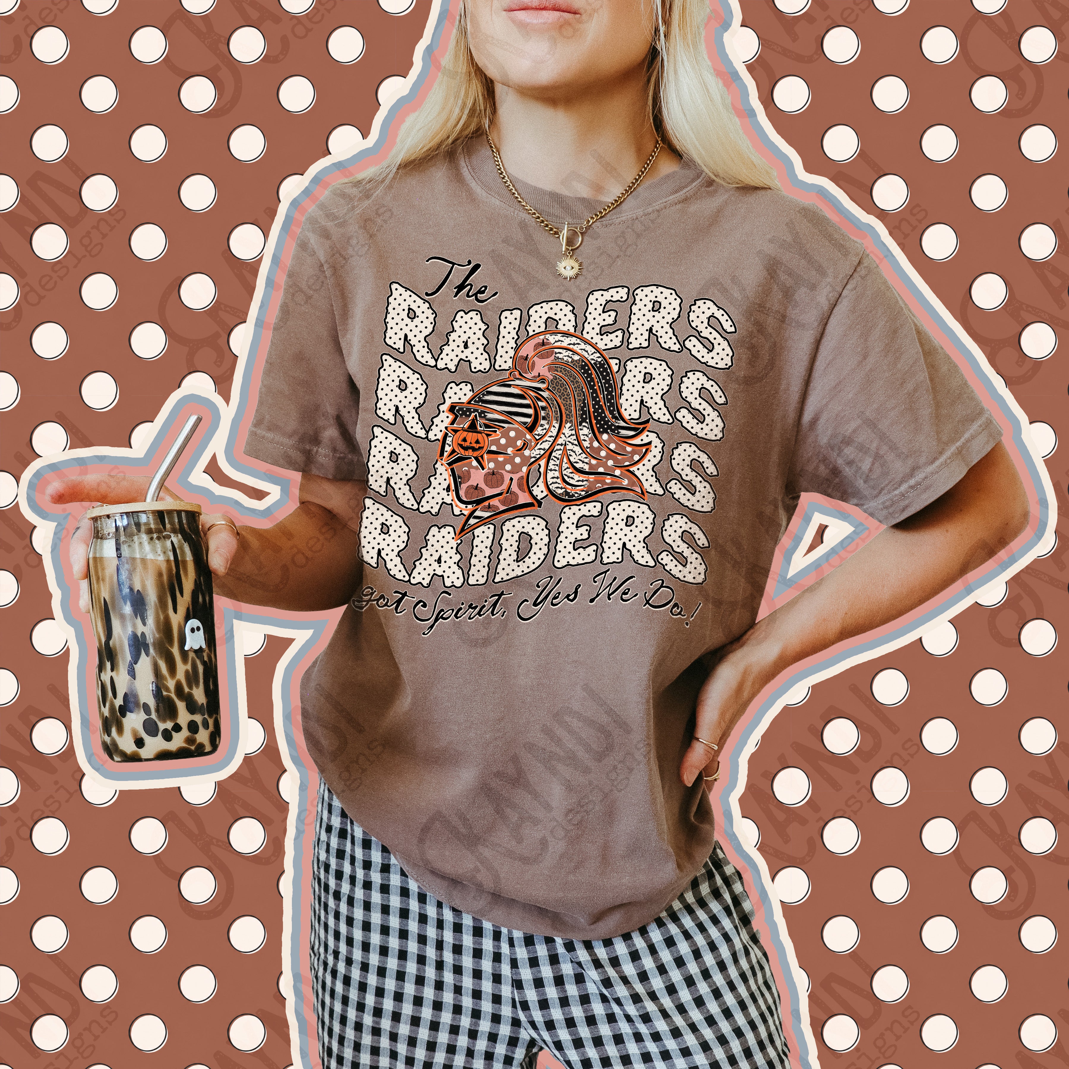 Patchwork Pumpkin Spirit Mascots Raiders 2 design