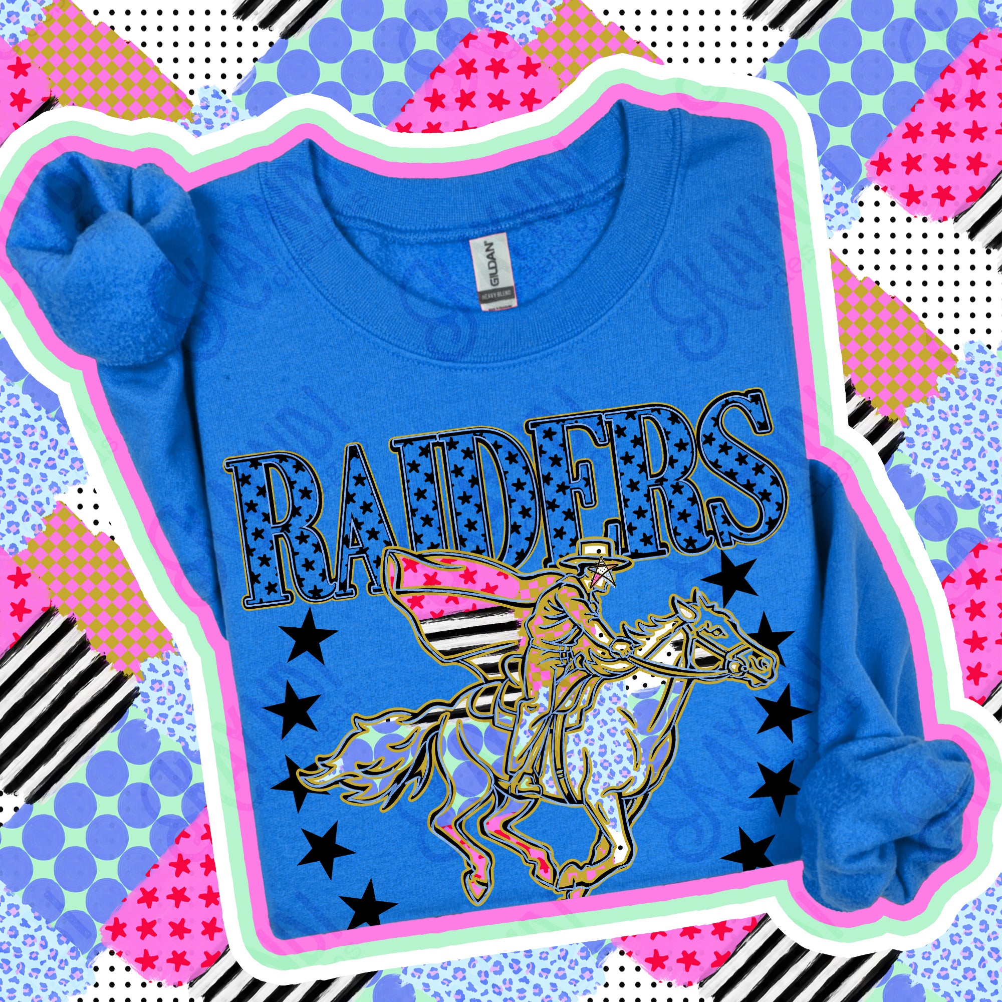 Patchwork Varsity Stars Mascots Raiders design