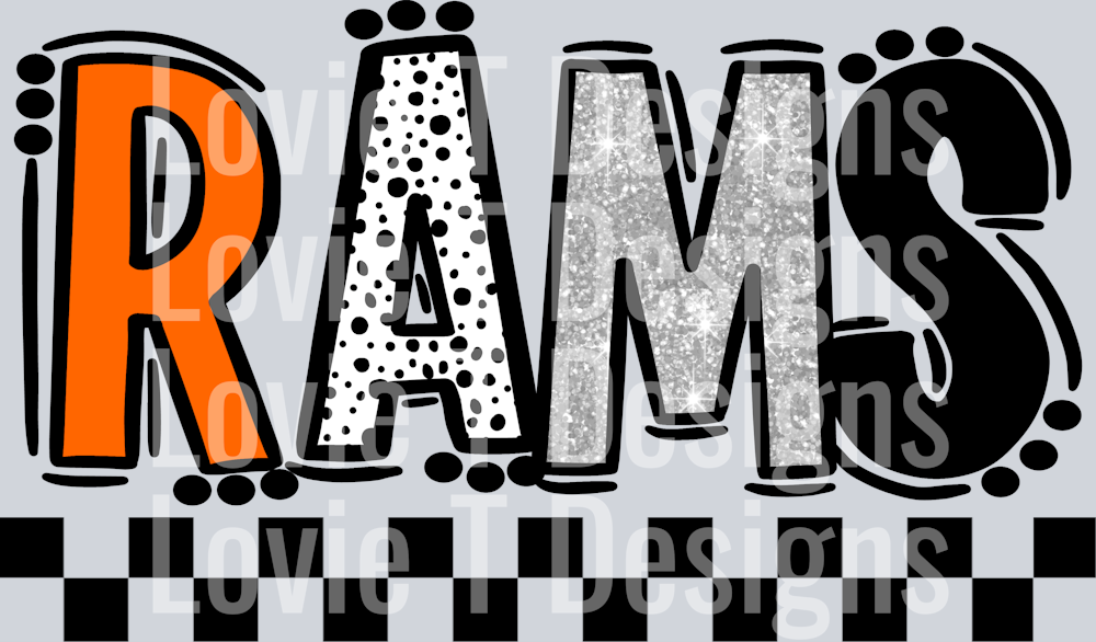 Rams Orange Light Gray Doodle Dot Mascot