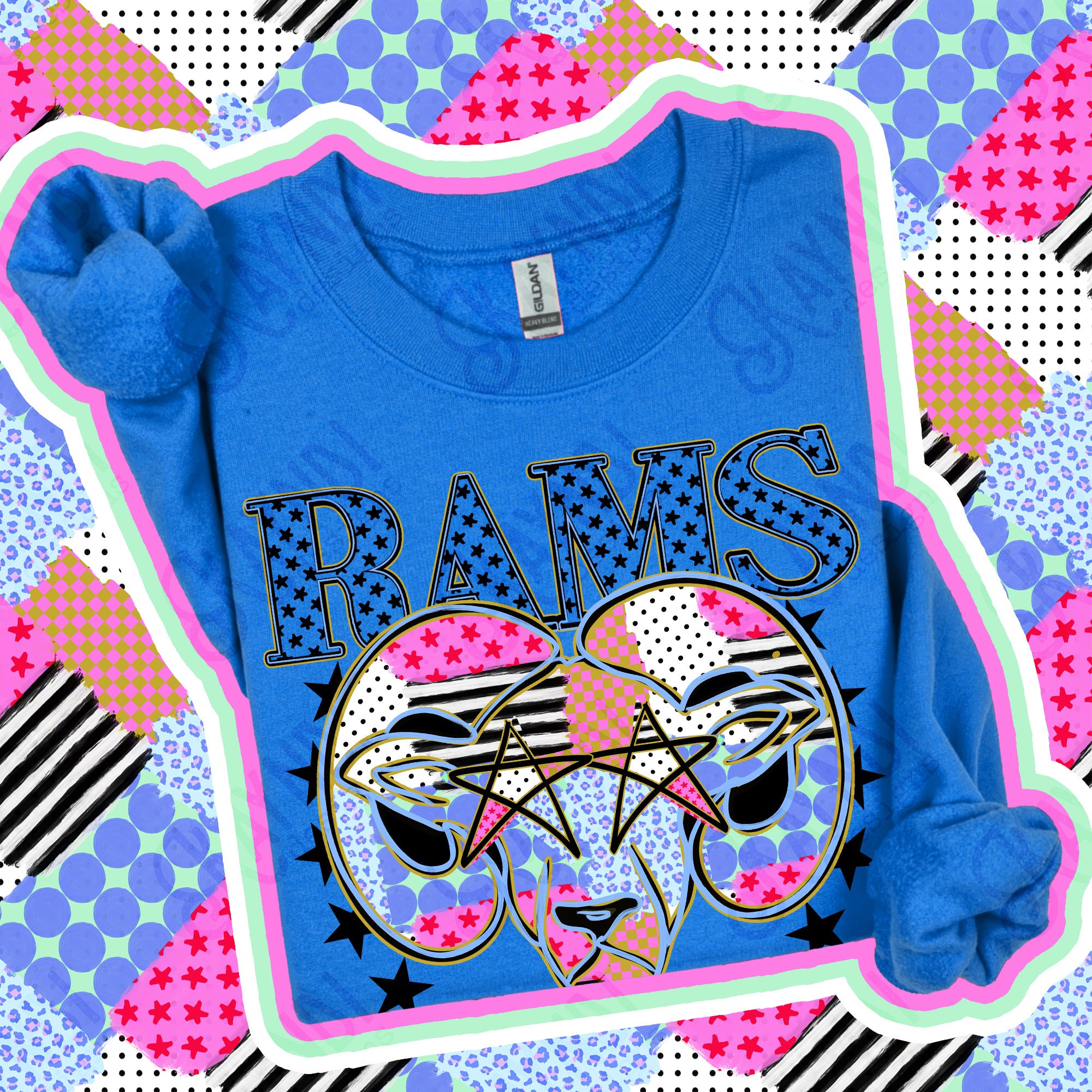 Patchwork Varsity Stars Mascots Rams 4 design