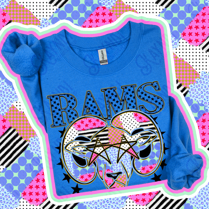 Rams 4 Patchwork Varsity Stars mascot DTF transfer