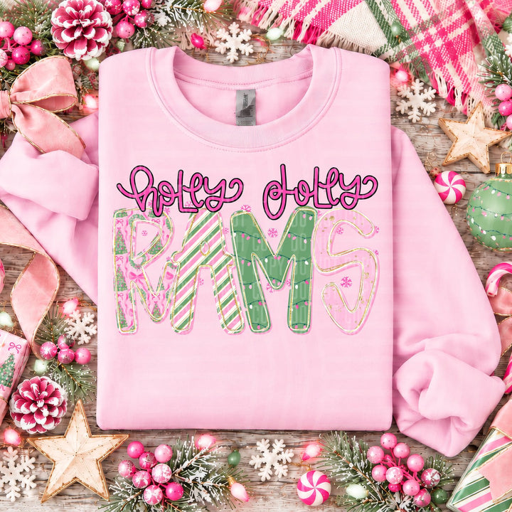 Rams Holly Jolly Mistletoe Magic Mascots DTF transfer