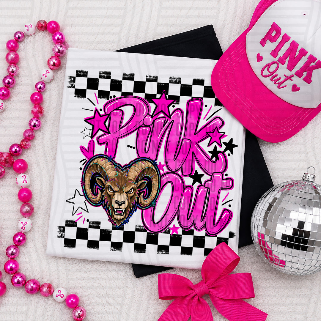 Rams Pink Out mascot DTF transfer
