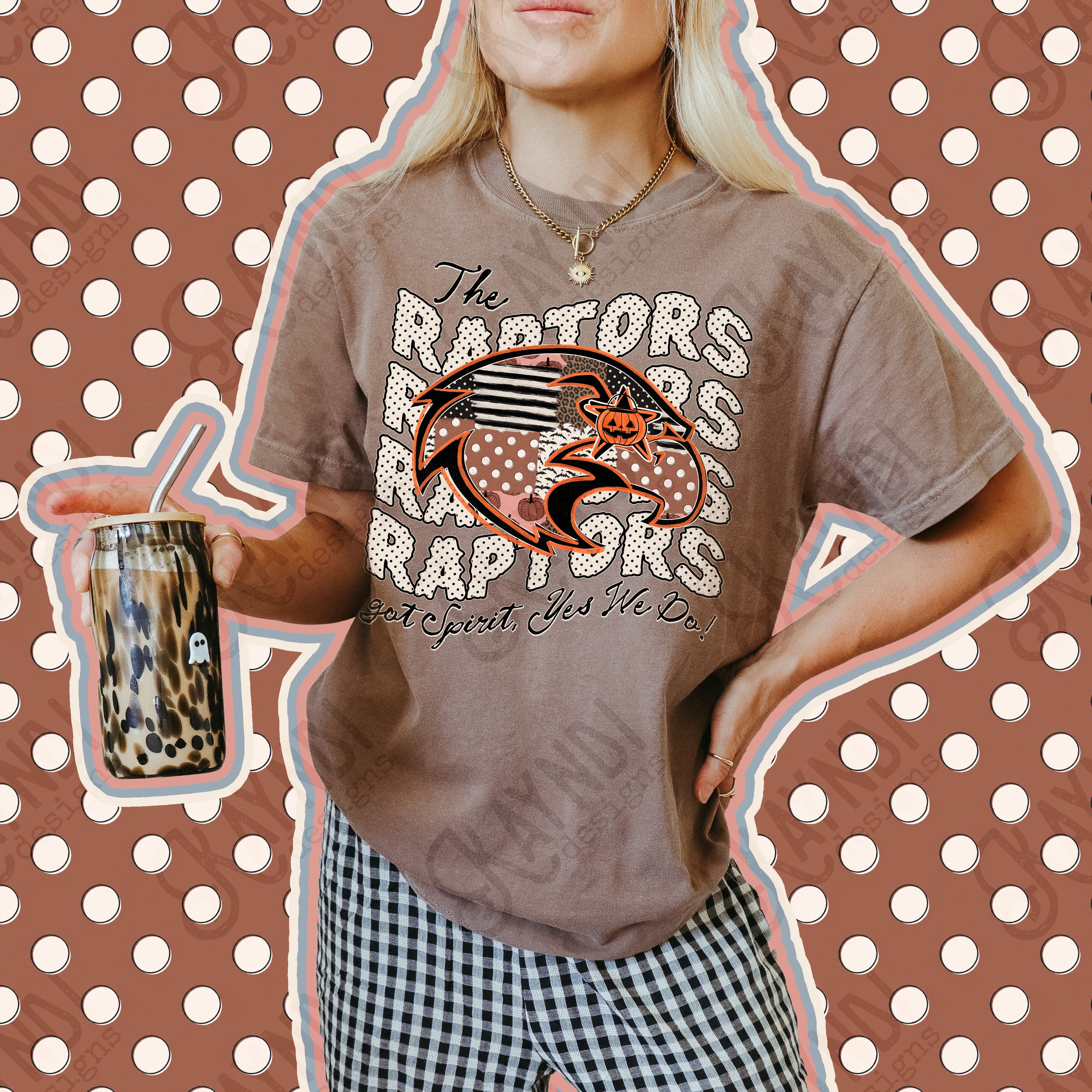 Patchwork Pumpkin Spirit Mascots Raptors design