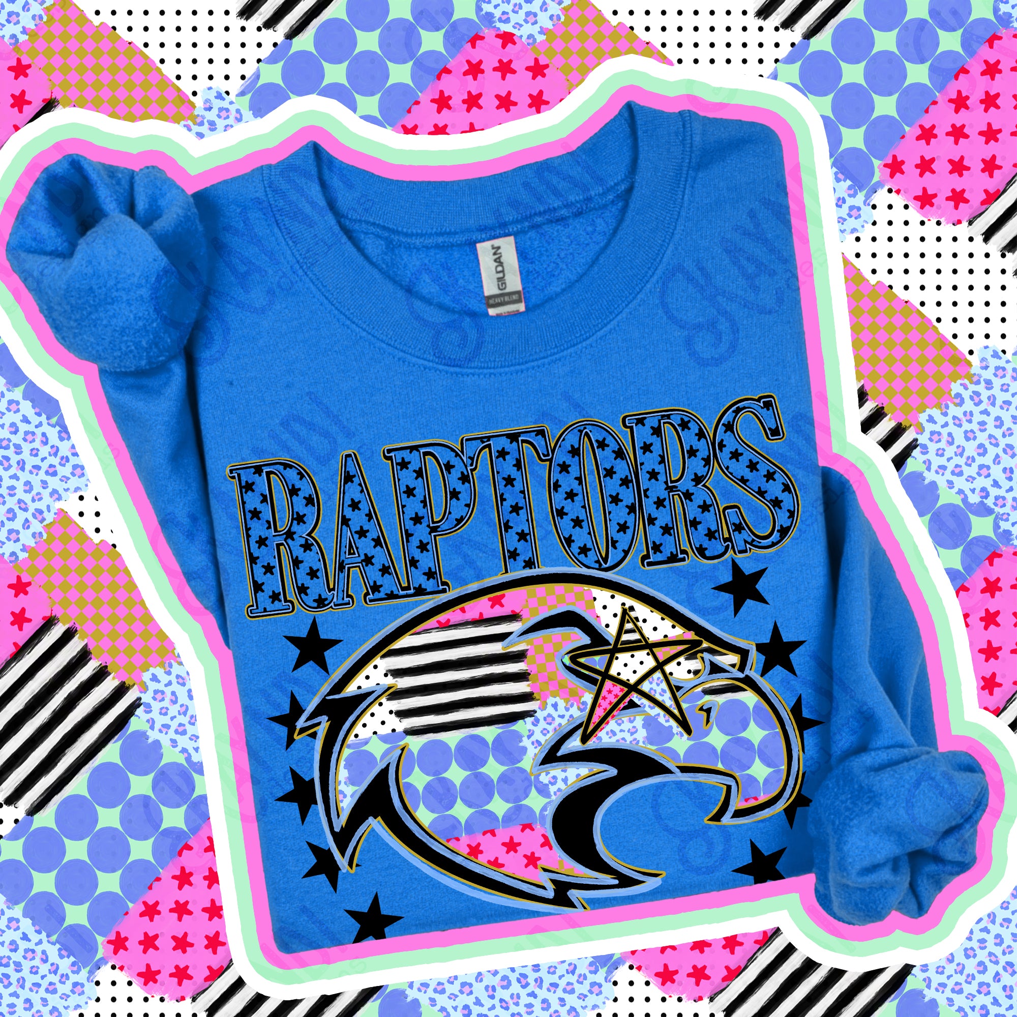 Patchwork Varsity Stars Mascots Raptors design