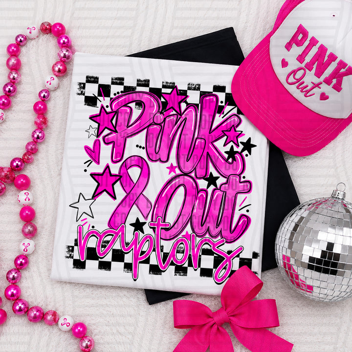 Raptors Pink Out Ribbon mascot DTF transfer