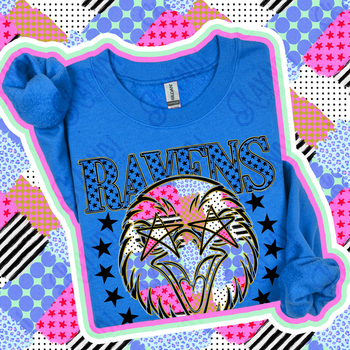 Ravens Patchwork Varsity Stars mascot DTF transfer