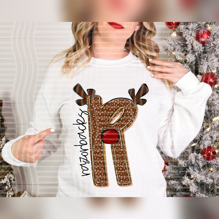 Razorbacks Deer Antler Initial Mascots DTF transfer