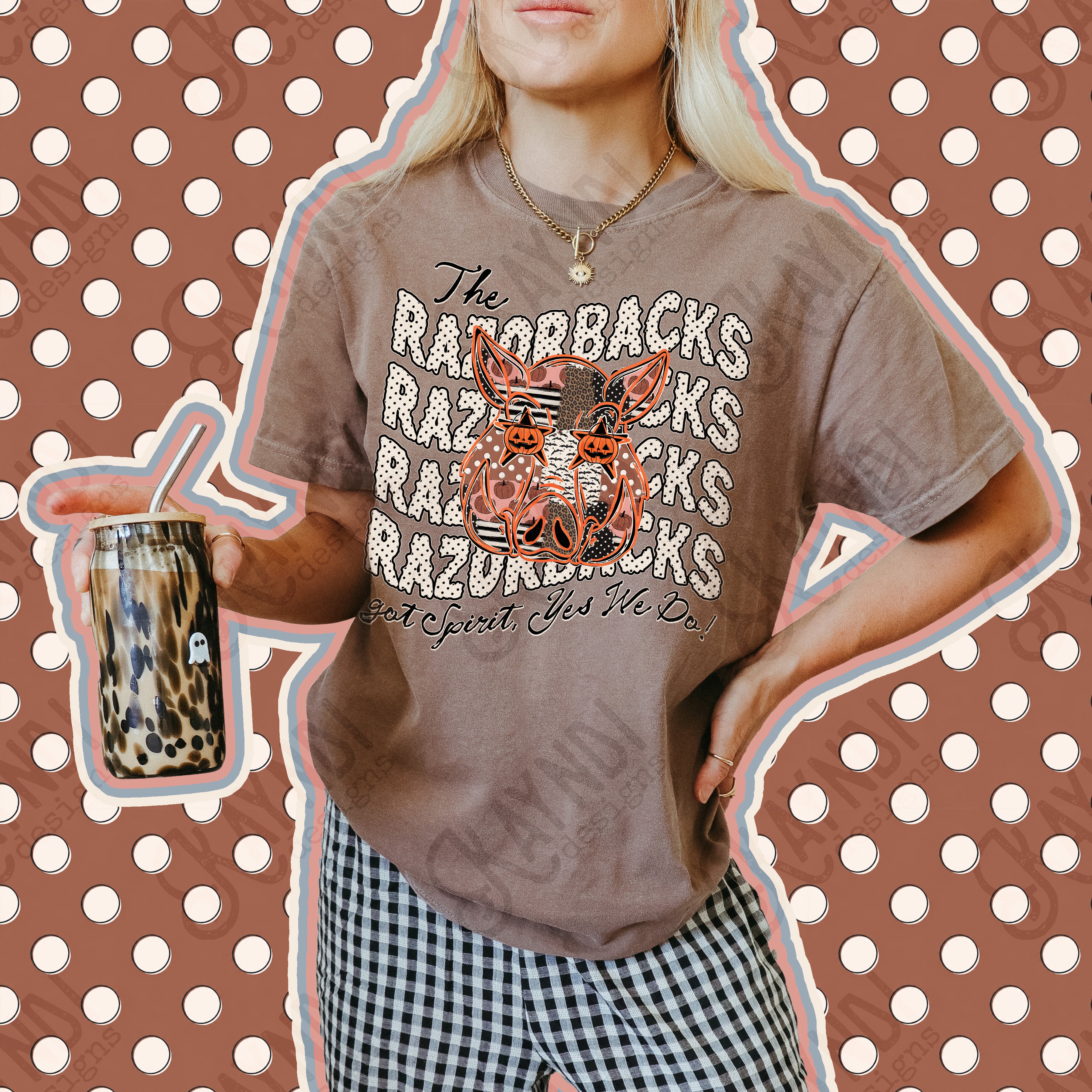 Patchwork Pumpkin Spirit Mascots Razorbacks design