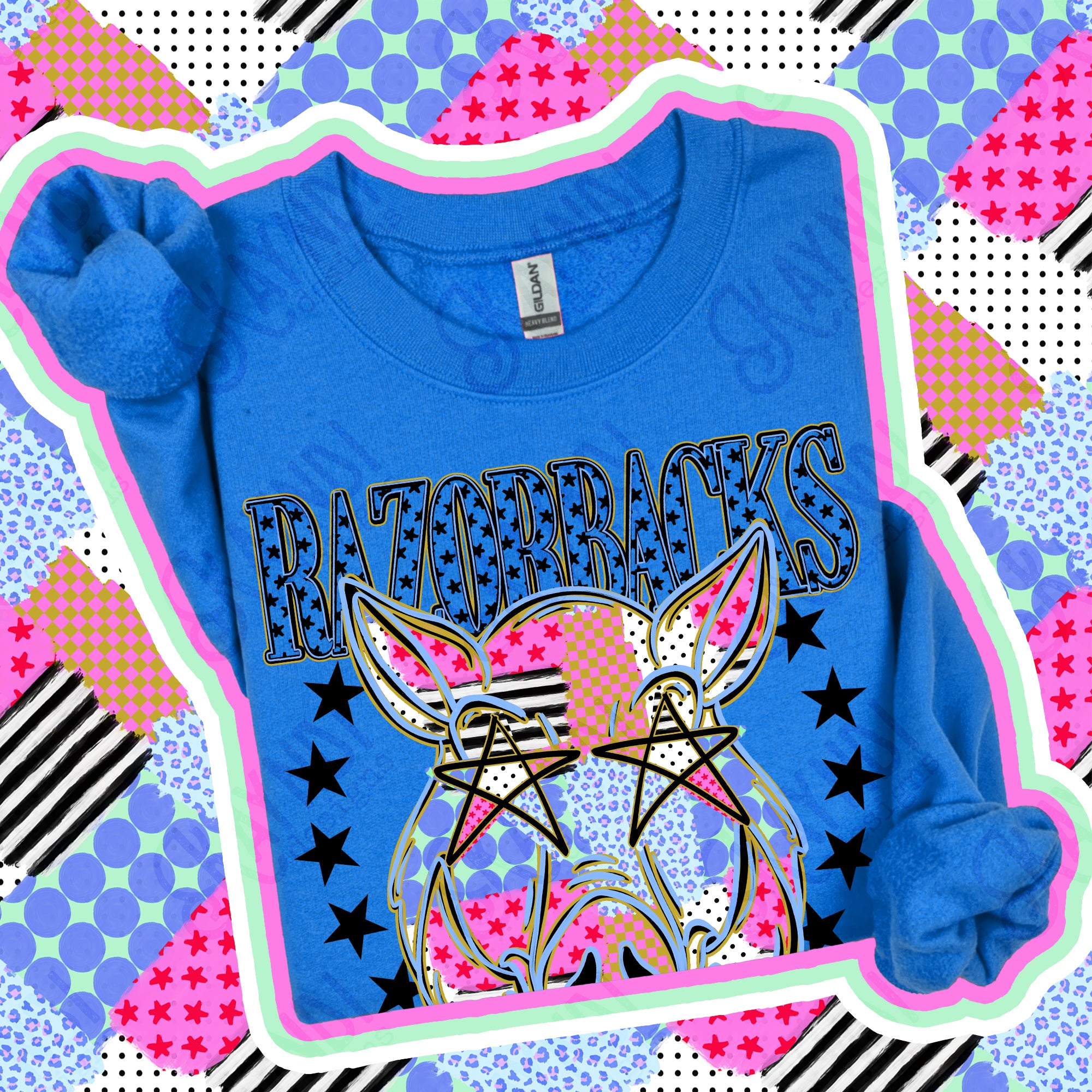 Patchwork Varsity Stars Mascots Razorbacks design