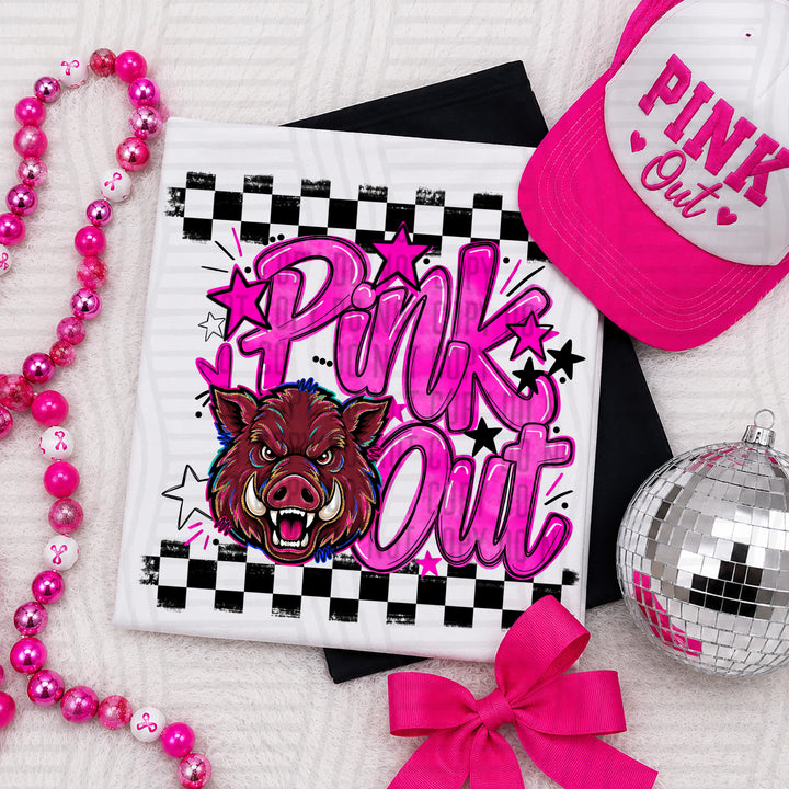 Razorbacks Pink Out mascot DTF transfer