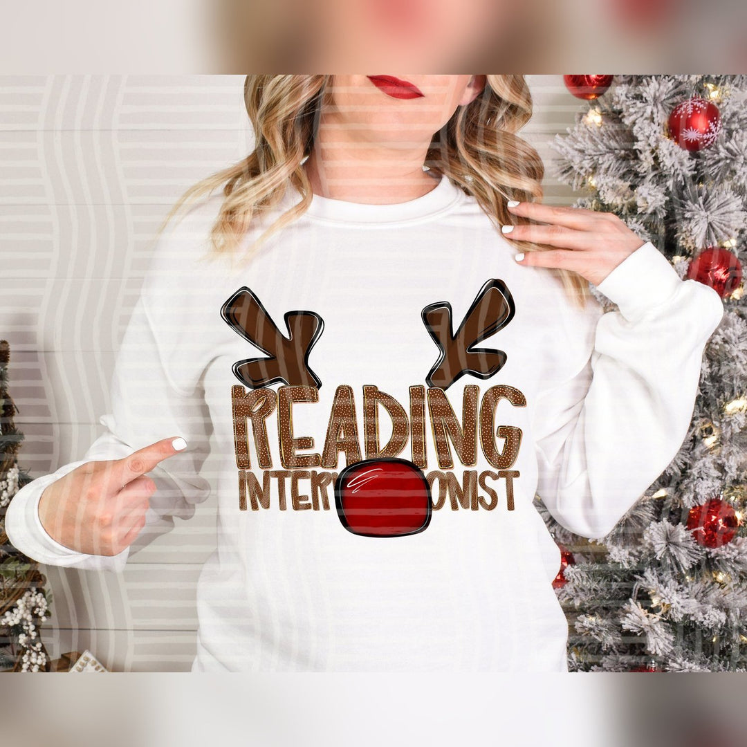 Reading Interventionist Deer Antler School Staff DTF transfer