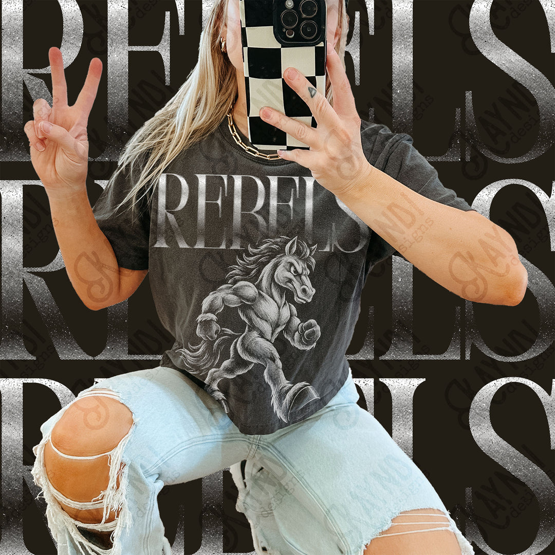 Halftone Mascots Rebels 7 DTF transfer mockup