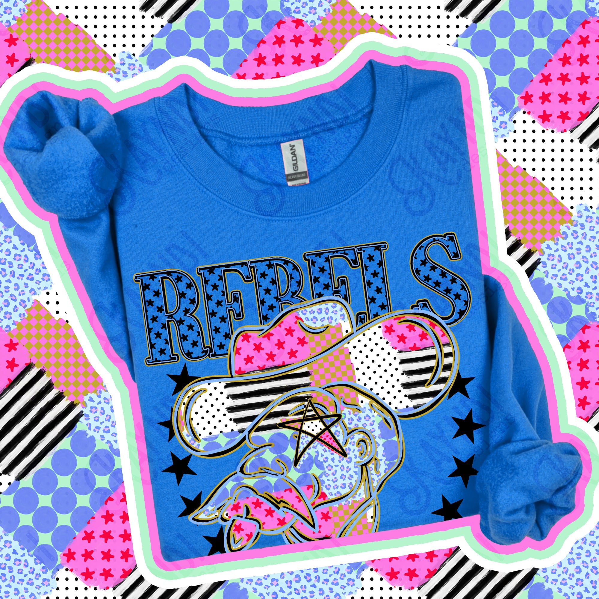 Patchwork Varsity Stars Mascots Rebels design