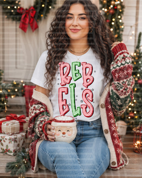 Red and Green Christmas Seersucker Mascots Rebels design