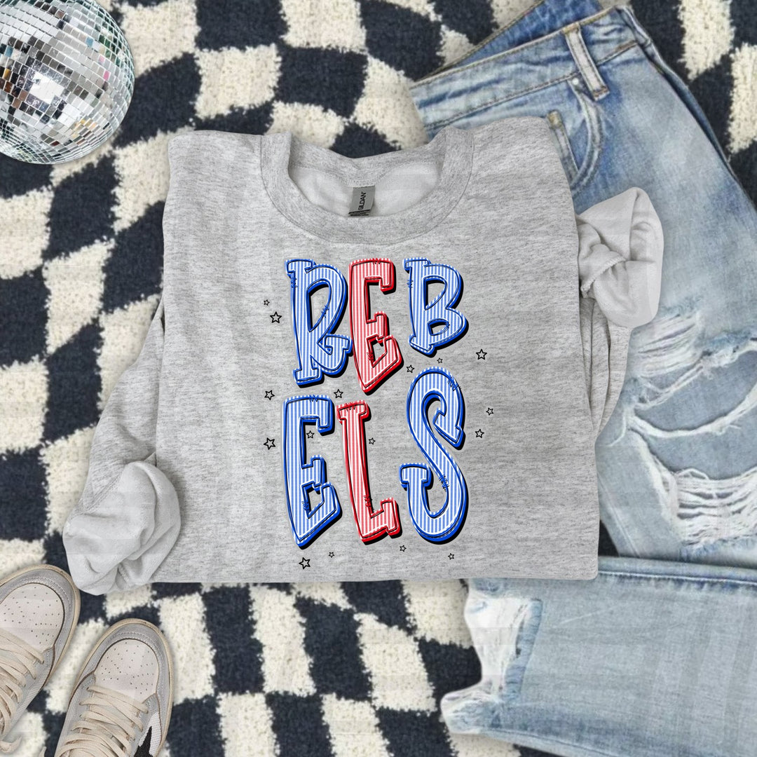 Rebels Royal Blue & Red Seersucker Chic Two Color DTF transfer mockup