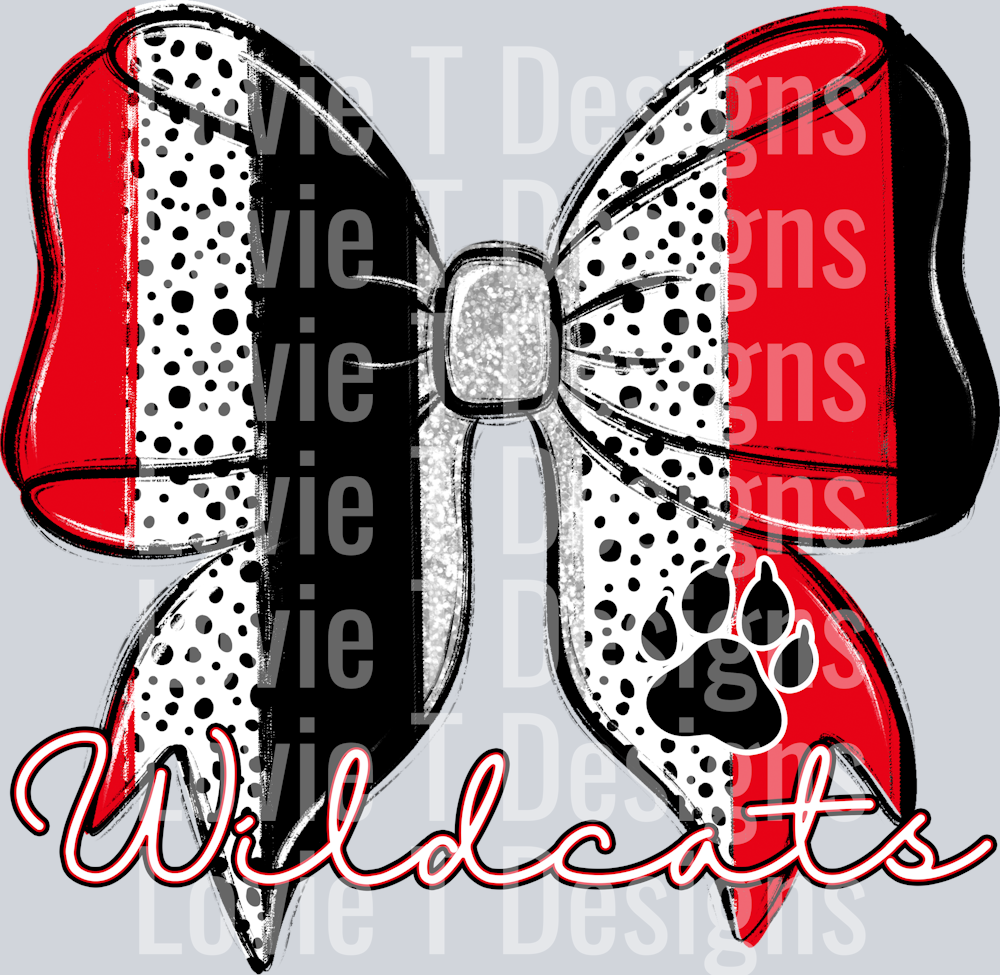 Red Mascot Dot Bow Wildcats with Paw