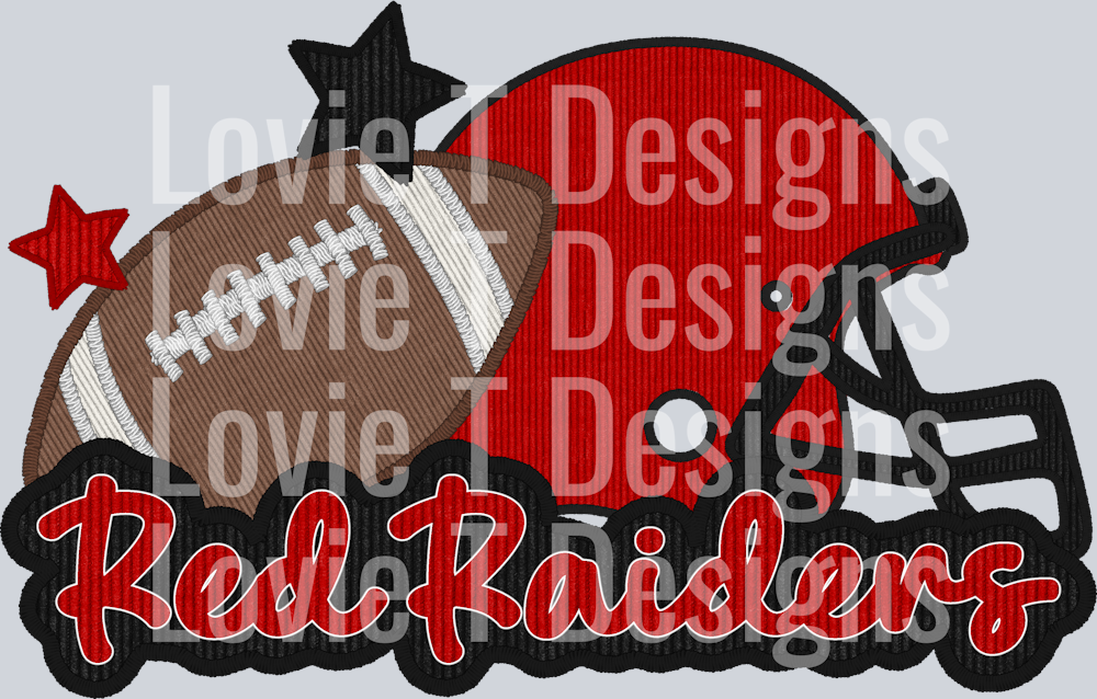 Red Raiders Helmet and Football Faux Applique