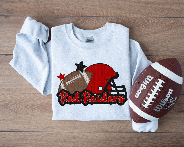 RED RAIDERS HELMET AND FOOTBALL FAUX APPLIQUE