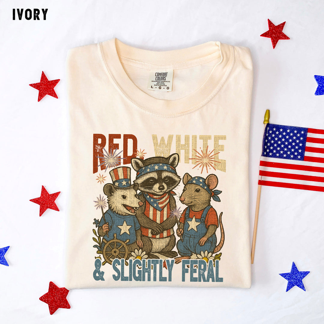 RED WHITE SLIGHTLY FERAL